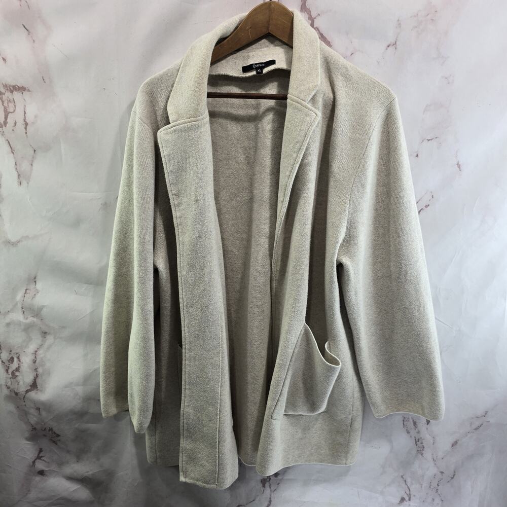 Quince Light Gray Open-Front Blazer Jacket